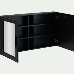 Miroir De Salle De Bain*alinea Miroirs rectangulaires double de salle de bain en bois de cèdre - L110cm Noir