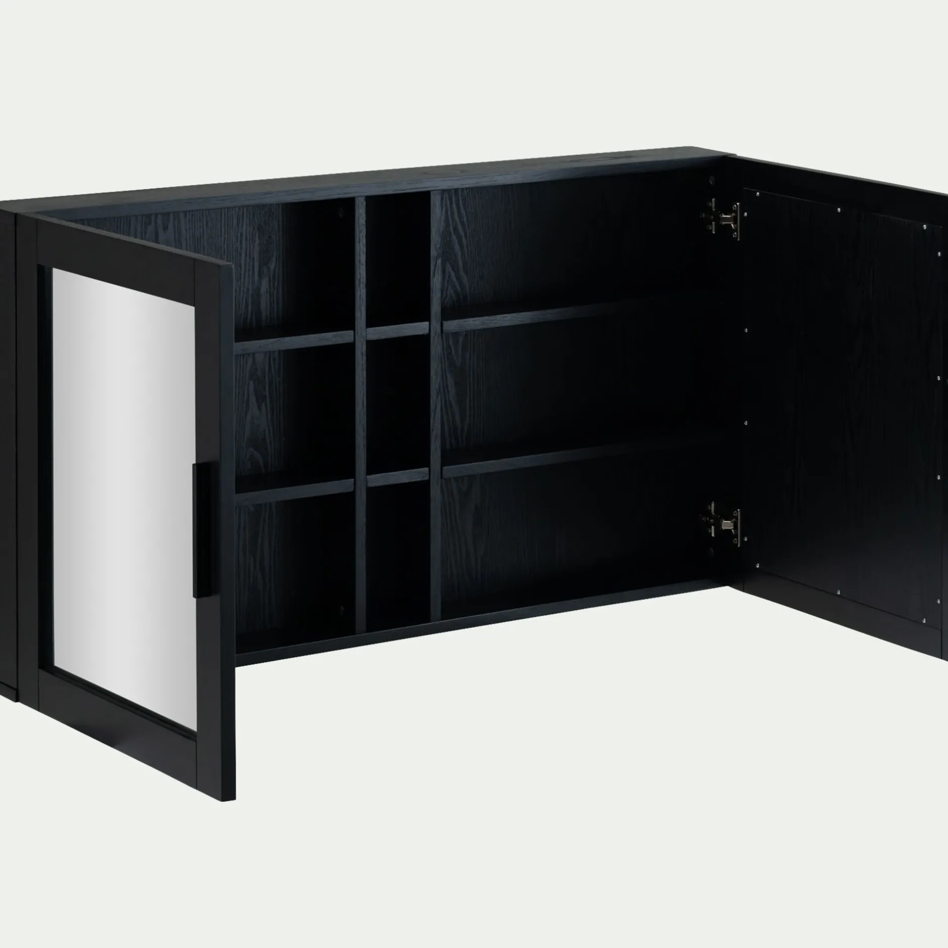 Miroir De Salle De Bain*alinea Miroirs rectangulaires double de salle de bain en bois de cèdre - L110cm Noir