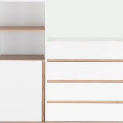 Dressing|Meuble D'Entrée*alinea Module 1 porte et 2 niches en bois effet chêne H136XL50cm - Blanc