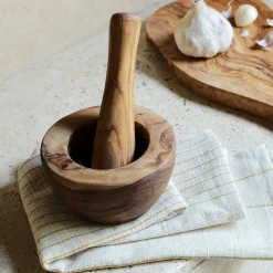 Salière Et Poivrière*alinea Mortier en bois d'olivier D12cm - Bois foncé