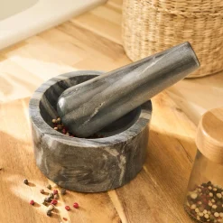 Salière Et Poivrière*alinea Mortier et pilon en marbre - Gris