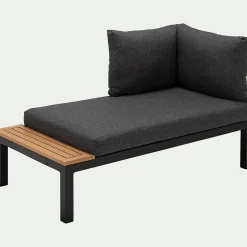 Canapé Extérieur|Fauteuil De Jardin*alinea Méridienne de jardin en aluminium et eucalyptus - (2 places) Noir