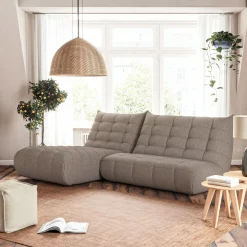 Fauteuil*alinea Méridienne en tissu bouclette - clair Gris