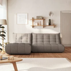 Fauteuil*alinea Méridienne en tissu bouclette - clair Gris