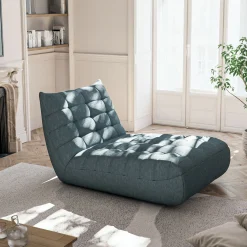 Fauteuil*alinea Méridienne en tissu bouclette - Bleu