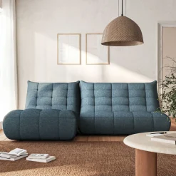 Fauteuil*alinea Méridienne en tissu bouclette - Bleu