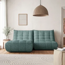 Fauteuil|Canapé Modulable*alinea Méridienne en tissu chenille - Bleu calaluna