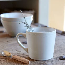 Vaisselle Petit Déjeuner|Tasse Et Mug*alinea Mug en grès avec liseré beige 47cl - ventoux Blanc