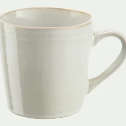 Vaisselle Petit Déjeuner|Tasse Et Mug*alinea Mug en grès avec liseré beige 47cl - ventoux Blanc