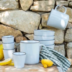 Vaisselle Petit Déjeuner|Tasse Et Mug*alinea Mug en grès avec liseré noir 68cl - Blanc