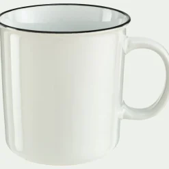 Vaisselle Petit Déjeuner|Tasse Et Mug*alinea Mug en grès avec liseré noir 68cl - Blanc