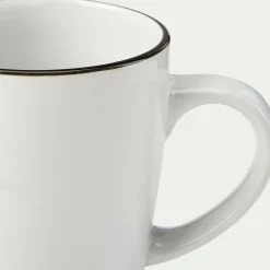 Vaisselle Petit Déjeuner|Tasse Et Mug*alinea Mug en grès avec liseré noir D8,7cm - Blanc