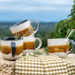 Vaisselle Petit Déjeuner|Tasse Et Mug*alinea Mug en grès peint 40cl - Marron