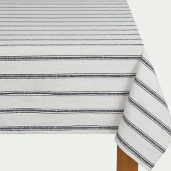 Nappe*alinea Nappe en lin et coton noir et 170x250cm Blanc