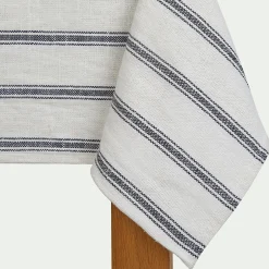 Nappe*alinea Nappe en lin et coton noir et 170x250cm Blanc