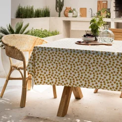Nappe|Nappe Et Serviette De Noël*alinea Nappe enduite en coton motif figuier - argan 150x250cm Jaune