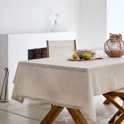 Nappe*alinea Nappe motif laurier en lin et coton - 150x250cm Blanc