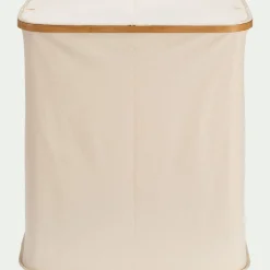 Panier À Linge*alinea Panier à linge en polycoton et bambou H60xL54cm - blanc