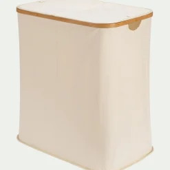 Panier À Linge*alinea Panier à linge en polycoton et bambou H60xL54cm - blanc