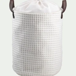 Accessoire De Salle De Bain|Panier À Linge*alinea Panier à linge en tissu H50xD38cm - Blanc