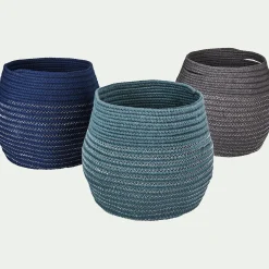 Matelas Enfant|Accessoire De Salle De Bain*alinea Panier déco en polycoton - H23xD21cm Bleu figuerolles