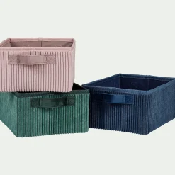 Matelas Enfant|Boîte De Rangement Enfant*alinea Panier de rangement en velours côtelé - H12xL26xl20cm Rose