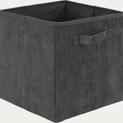 Matelas Enfant|Boîte De Rangement Enfant*alinea Panier de rangement en velours côtelé H30xL30cm - Gris ardoise
