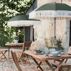 Parasol De Balcon|Parasol Droit*alinea Parasol à franges D180cm - kaki Vert