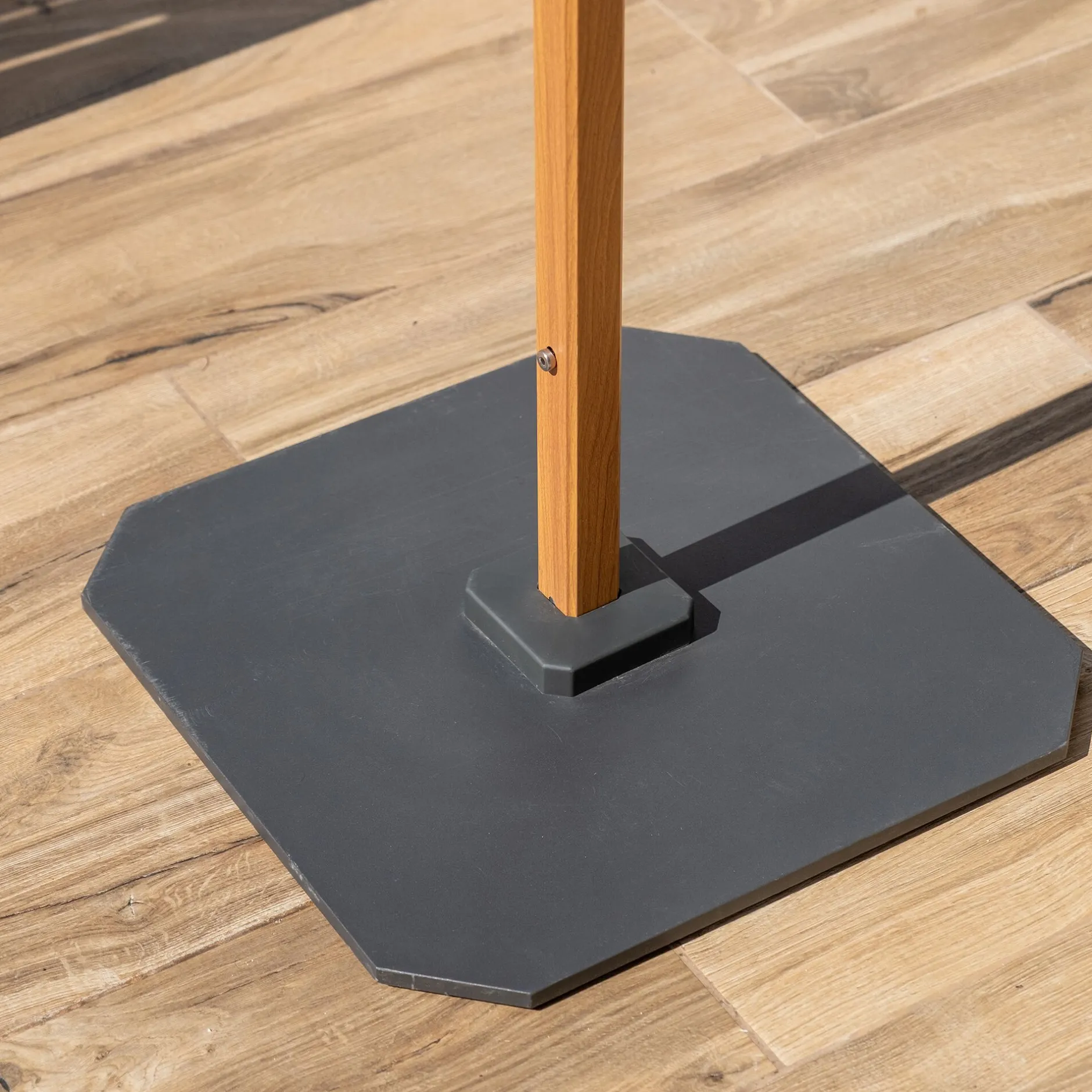 Parasol De Balcon|Parasol Droit*alinea Parasol droit et sa base en aluminium effet bois 200x200cm - gris