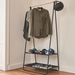 Dressing*alinea Penderie ouverte à 2 étagères en acier et en bois H171xL95cm - Noir