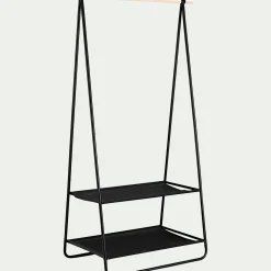 Dressing*alinea Penderie ouverte à 2 étagères en acier et en bois H171xL95cm - Noir