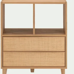 Rangement À Composer|Buffet*alinea Petit buffet en bois de chêne avec 2 grands tiroirs en raphia - Bois clair