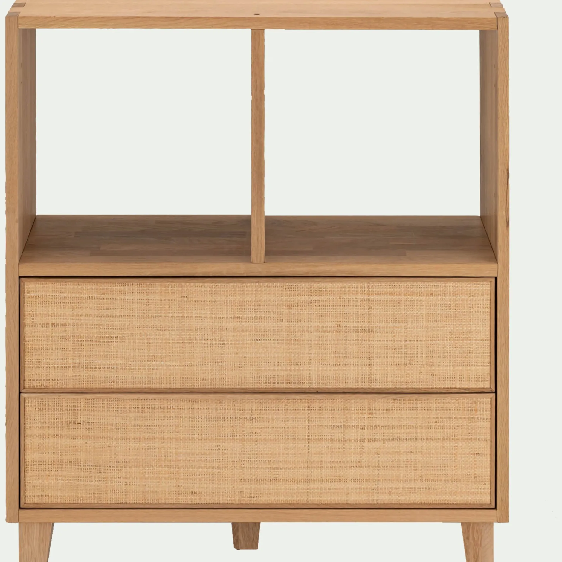 Rangement À Composer|Buffet*alinea Petit buffet en bois de chêne avec 2 grands tiroirs en raphia - Bois clair