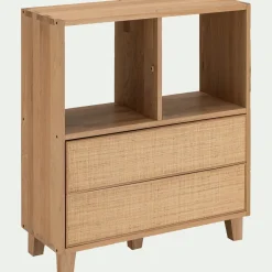 Rangement À Composer|Buffet*alinea Petit buffet en bois de chêne avec 2 grands tiroirs en raphia - Bois clair