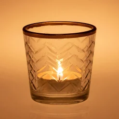 Bougie Et Photophore De Noël*alinea Photophore en verre D6,5xH5,5cm - Transparent