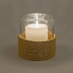 Photophore*alinea Photophore en verre et jonc de mer D11cm - naturel