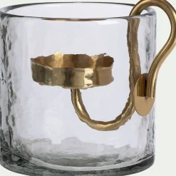 Décoration De La Table De Noël|Bougie Et Photophore De Noël*alinea Photophore en verre et laiton D10xH10cm - Transparent