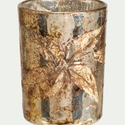 Décoration De La Table De Noël|Bougie Et Photophore De Noël*alinea Photophore en verre motif houx D8xH10cm - Doré