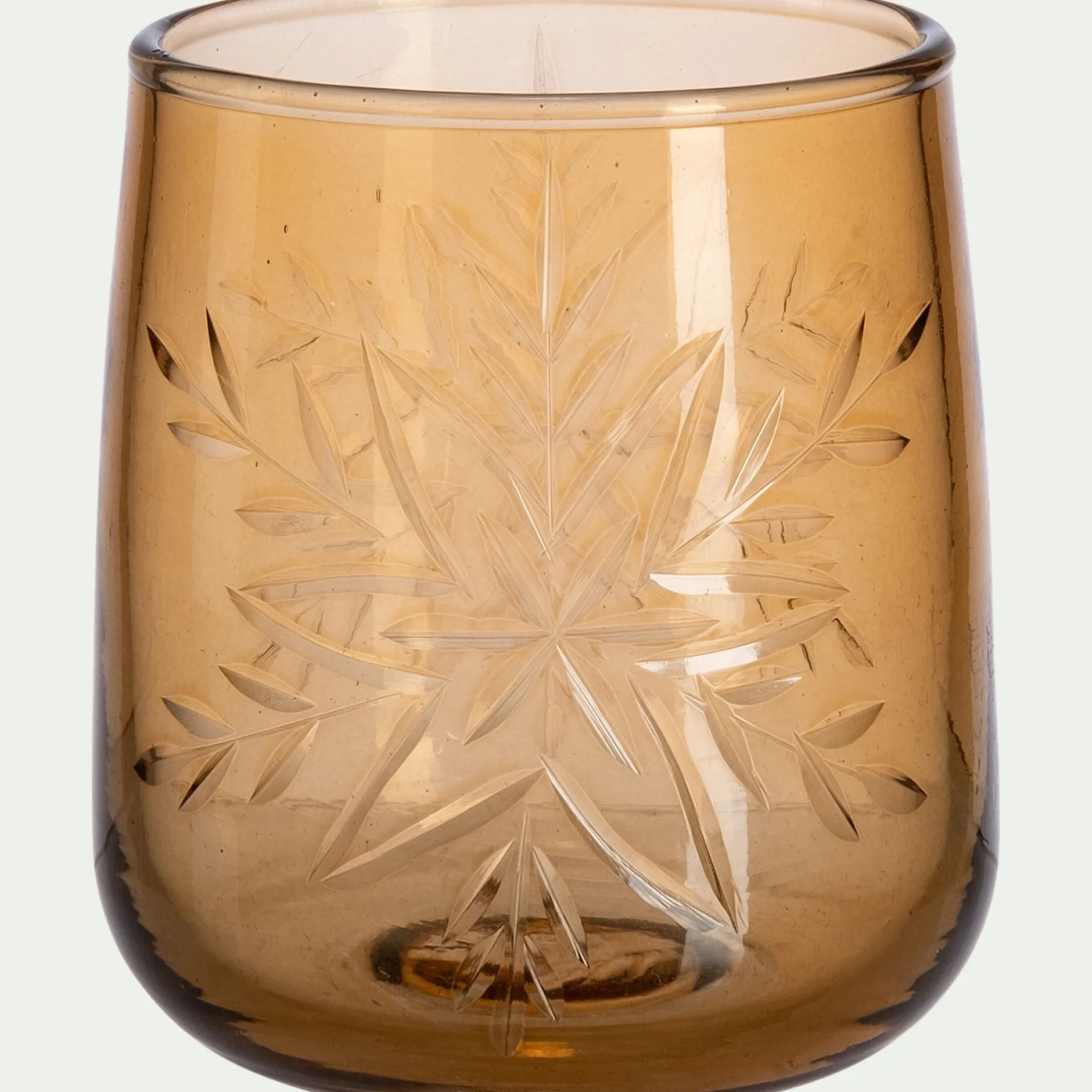 Bougie Et Photophore De Noël*alinea Photophore en verre motif flocons D9xH9cm - orange