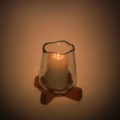 Photophore|Bougie Et Photophore De Noël*alinea Photophore en verre sur pied en bois D17,5xH17,5cm - Transparent