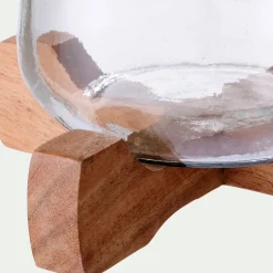 Photophore|Bougie Et Photophore De Noël*alinea Photophore en verre sur pied en bois D17,5xH17,5cm - Transparent