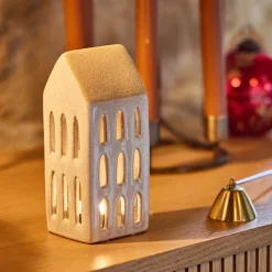 Décoration De La Table De Noël|Bougie Et Photophore De Noël*alinea Photophore maisonnette de Noël en dolomite H15,3cm - Gris