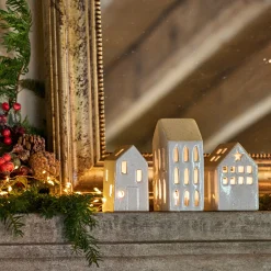 Bougie Et Photophore De Noël|Décoration De La Table De Noël*alinea Photophore maisonnette de Noël en dolomite H11cm - Gris