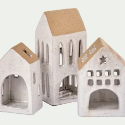 Décoration De La Table De Noël|Bougie Et Photophore De Noël*alinea Photophore maisonnette de Noël en dolomite H10,6cm - Gris