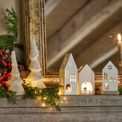 Décoration De La Table De Noël|Bougie Et Photophore De Noël*alinea Photophore maisonnette en aluminium H14,5cm - Blanc