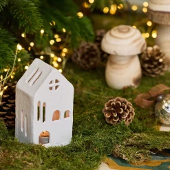 Décoration De La Table De Noël|Bougie Et Photophore De Noël*alinea Photophore maisonnette en aluminium H13cm - Blanc