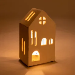 Décoration De La Table De Noël|Bougie Et Photophore De Noël*alinea Photophore maisonnette en aluminium H13cm - Blanc