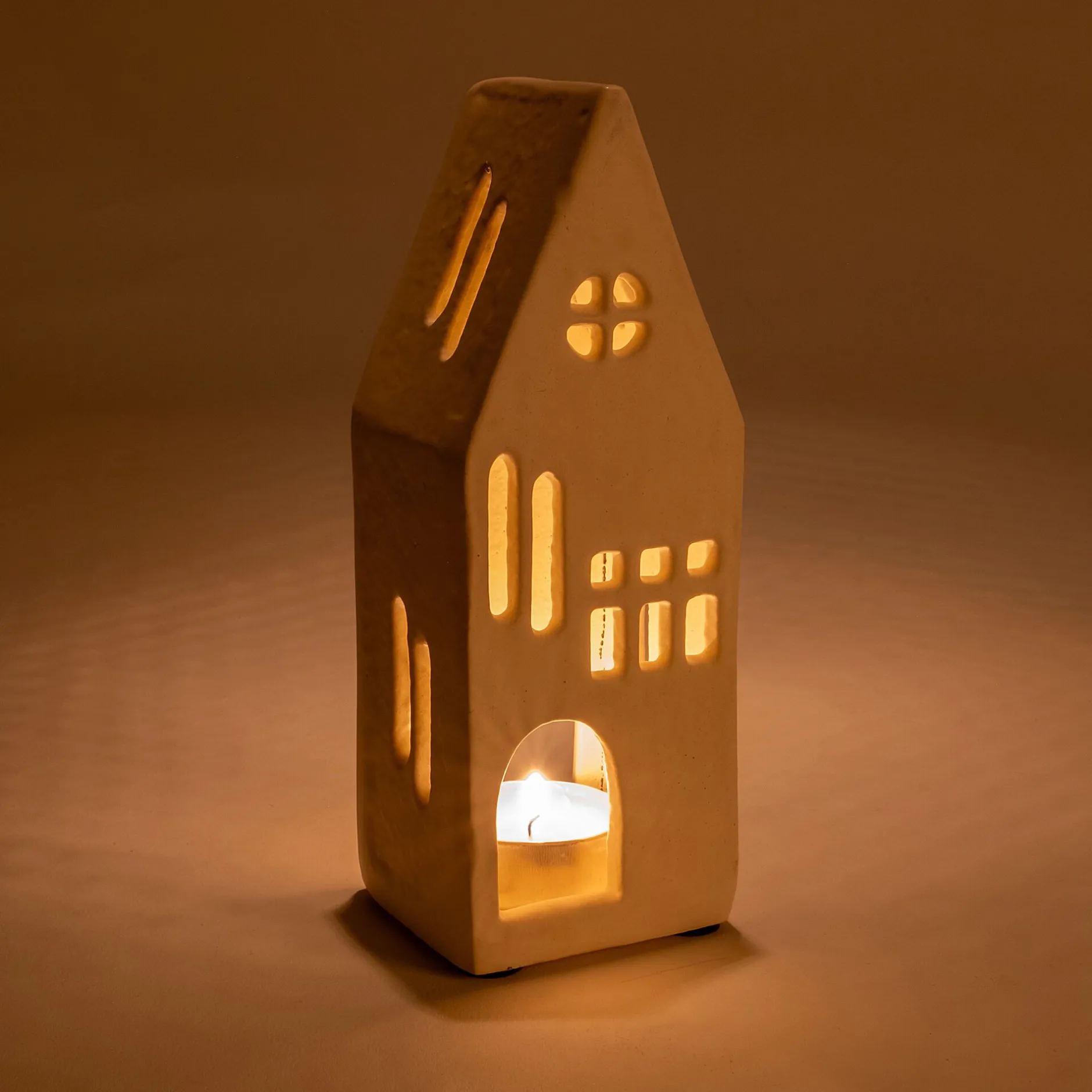 Décoration De La Table De Noël|Bougie Et Photophore De Noël*alinea Photophore maisonnette en aluminium H17,3cm - Blanc