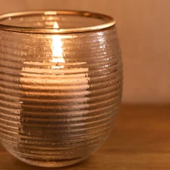 Photophore|Décoration De La Table De Noël*alinea Photophore strié en verre D9cm - Transparent