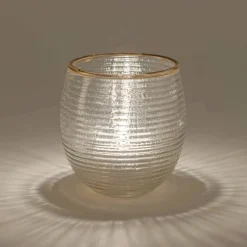 Photophore|Décoration De La Table De Noël*alinea Photophore strié en verre D9cm - Transparent